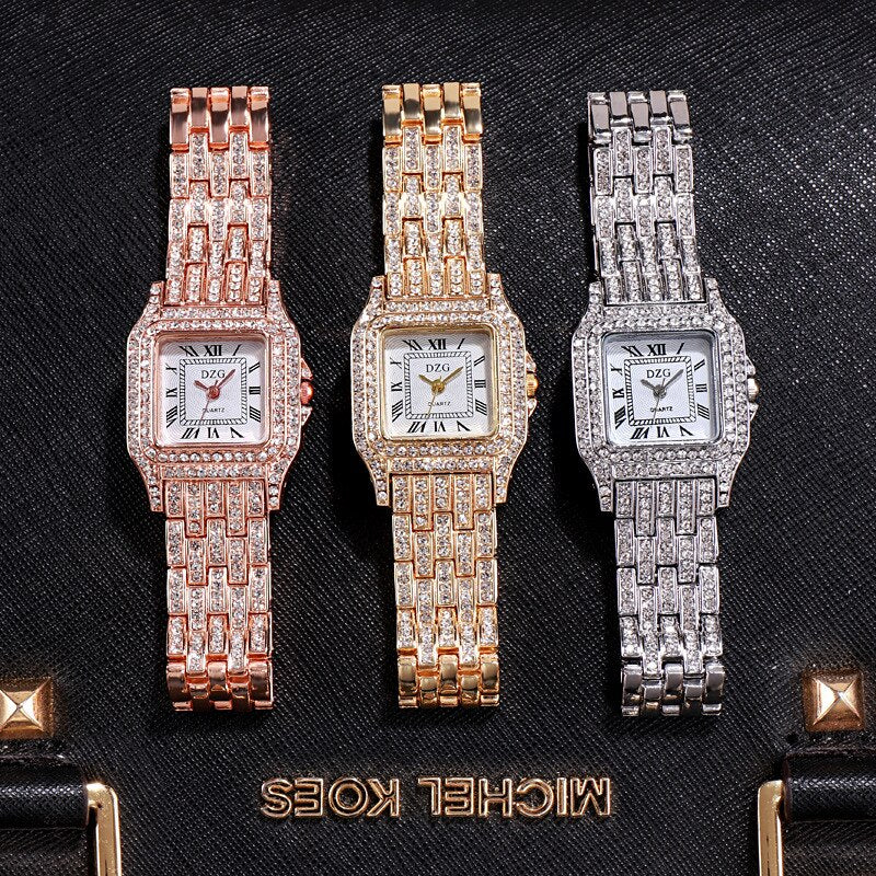 Sterling Silver 0.50ctw Diamond Square Dial Quartz Watch for Women