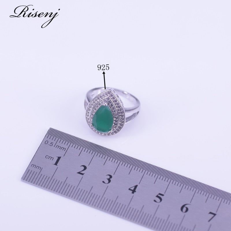 925 Sterling Silver Malay Jade Jewelry Set for Women