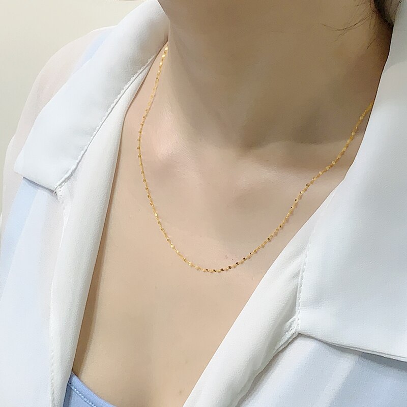 18K Gold Pendant Necklace, Yellow/White/Rose Gold for Women