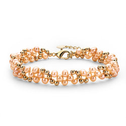 14K Gold Filled Natural Freshwater Pearl Twisted Bracelet for Women