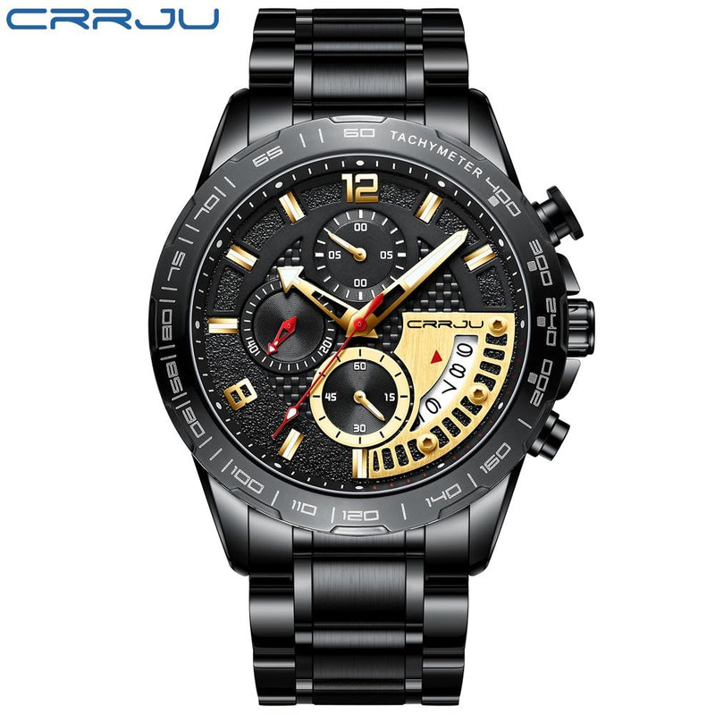 Stainless Steel Luminous Waterproof Chronograph Watch for Men