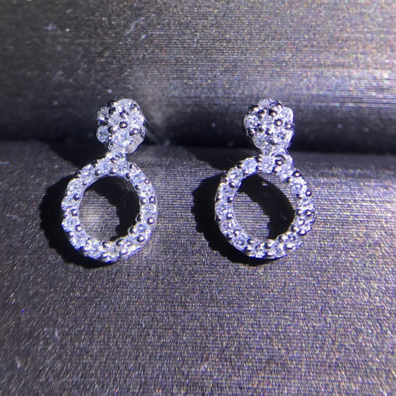AEAW Luxury 18K White Gold Natural 0.12cttw Pave Setting Diamond Stud Earrings