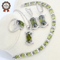 925 Silver Green Peridot Jewelry Set for Women