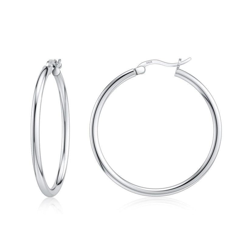 Jiayiqi 925 Sterling Silver Simple 14-35mm Circle Hoop Earrings