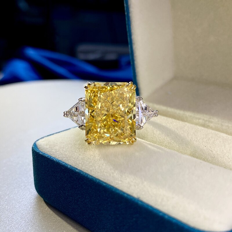 OEKDFN 925 Sterling Silver Ring Luxury Created Diamond Ring
