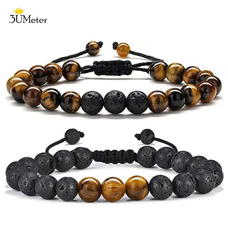 Natural Stone 7 Chakra Tiger Eye Beads Bracelet for Men Women