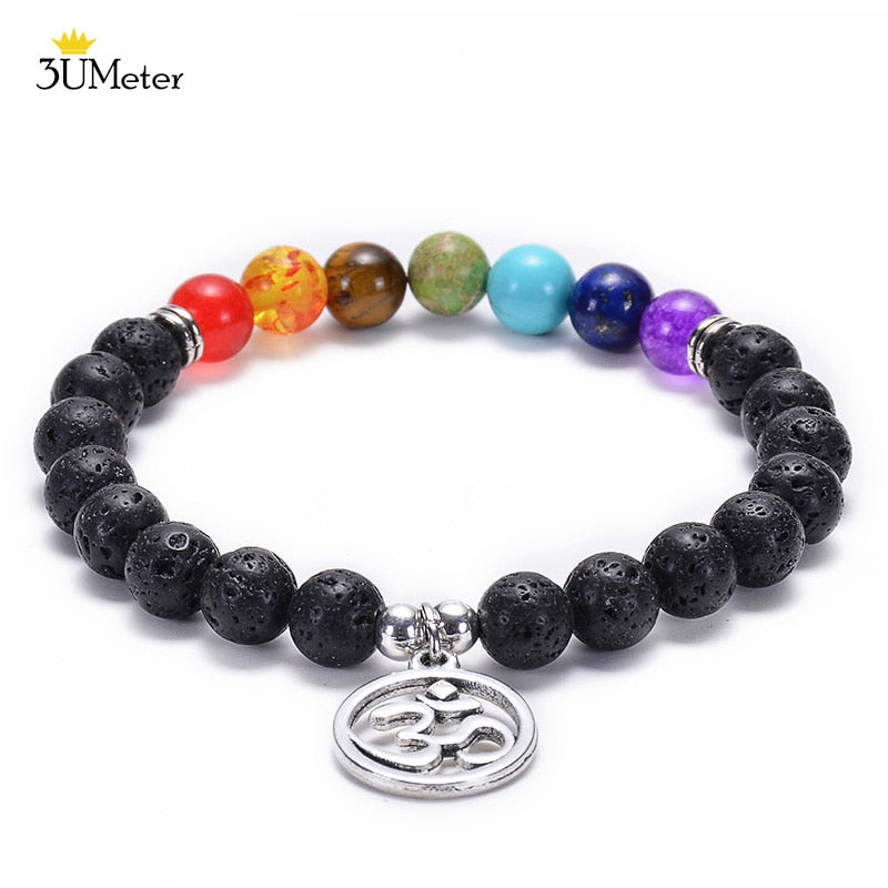 Natural Stone 7 Chakra Tiger Eye Beads Bracelet for Men Women