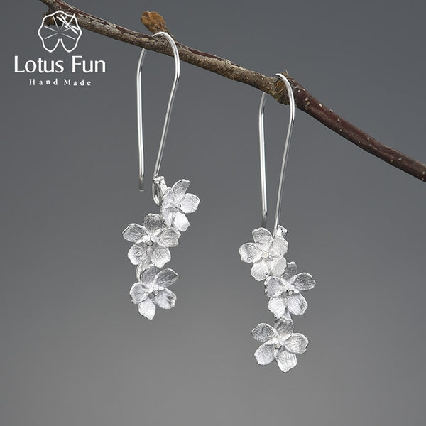 925 Sterling Silver Forget-me-not Flower Dangle Earrings for Women