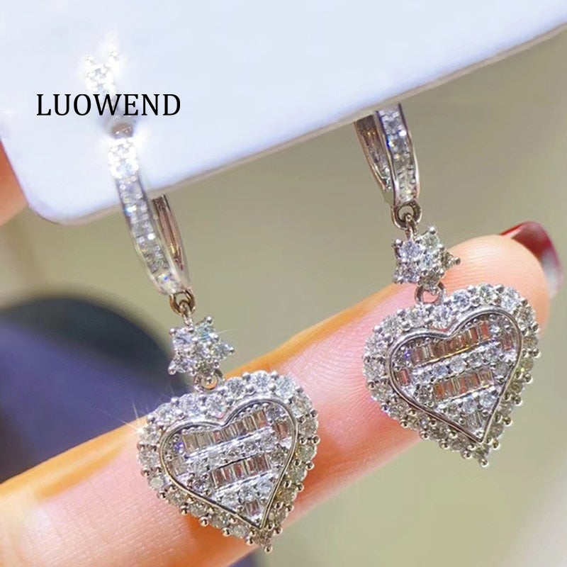 18K White Gold 0.50ctw Diamond Heart Hoop Earrings for Female
