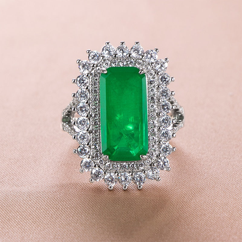 Sterling Silver Emerald Tourmaline Ring for Women