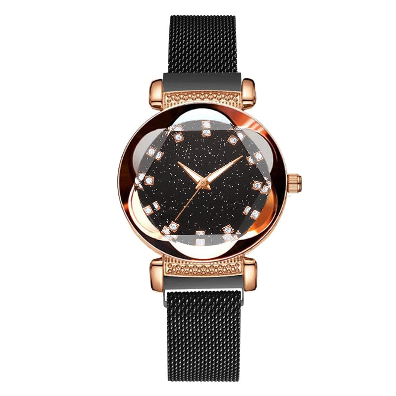 Luxury Starry Sky Quartz Elegant Magnet Buckle Women Wristwatch