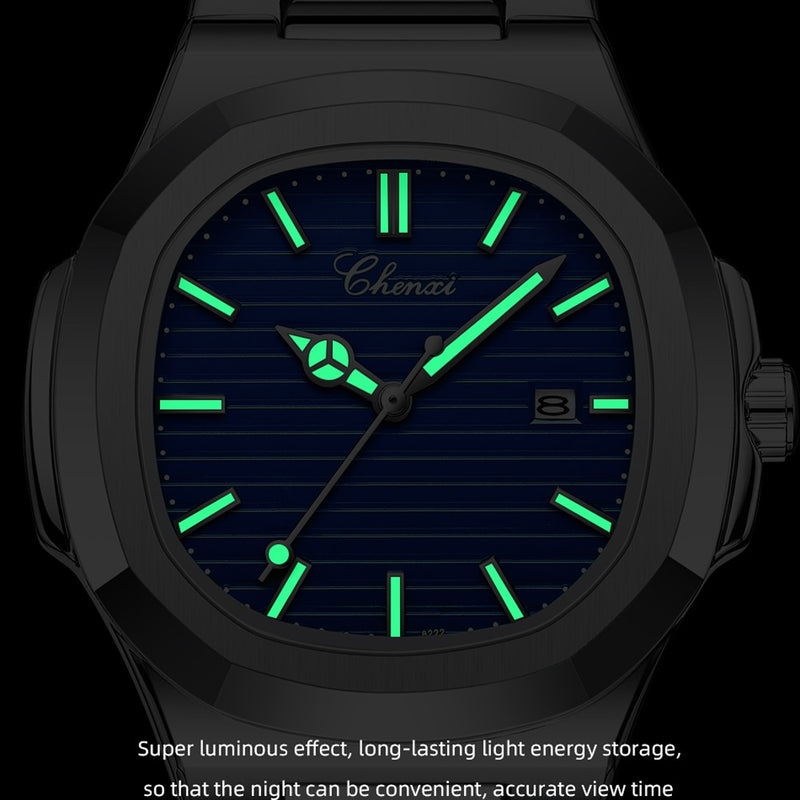 Stainless Steel Quartz Luminous Wristwatch for Men