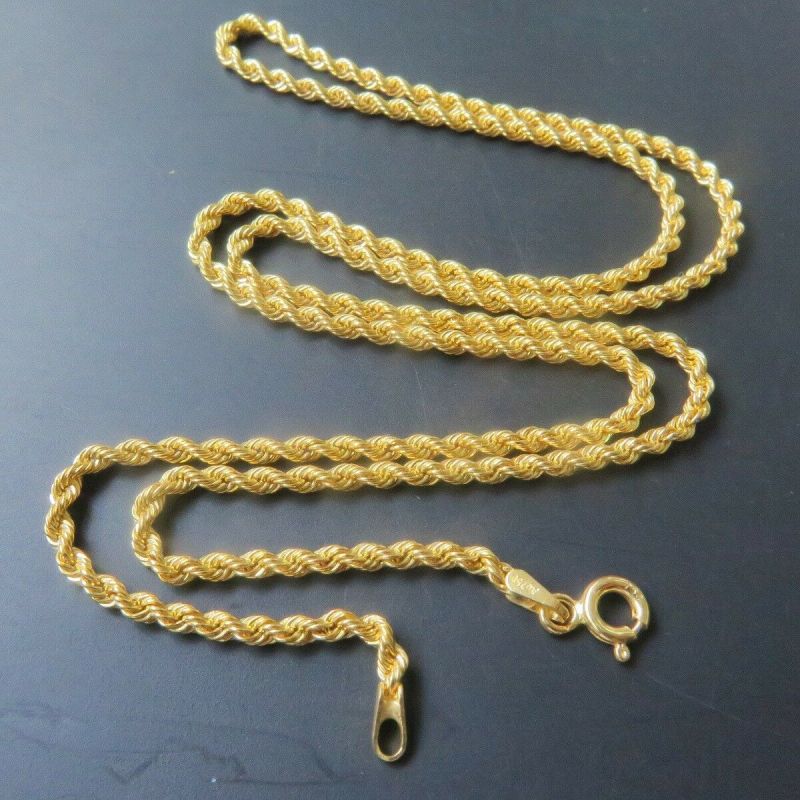18k Yellow Gold Au750 Rope Chain Necklace