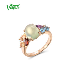 14K Rose Gold Sparkling Diamond and Gemstone Ring for Ladies