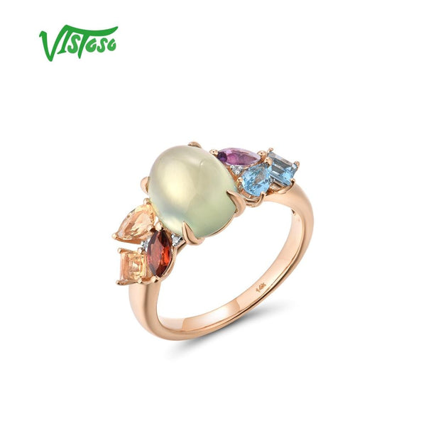 14K Rose Gold Sparkling Diamond and Gemstone Ring for Ladies