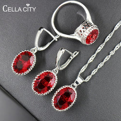 Silver 925 Oval Gemstone 11 Colors Jewelry Sets for Women