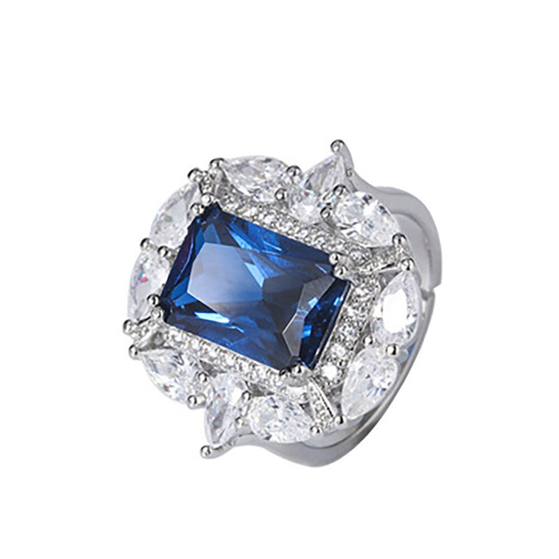 Sterling Silver Sapphire & Moissanite Ring for Women