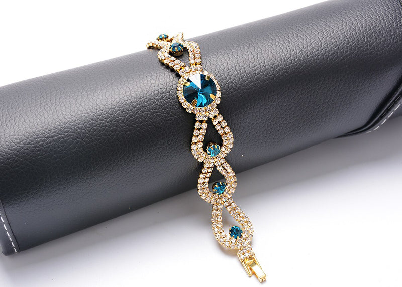 18K Gold Sapphire & Blue Topaz Bracelet for Women.