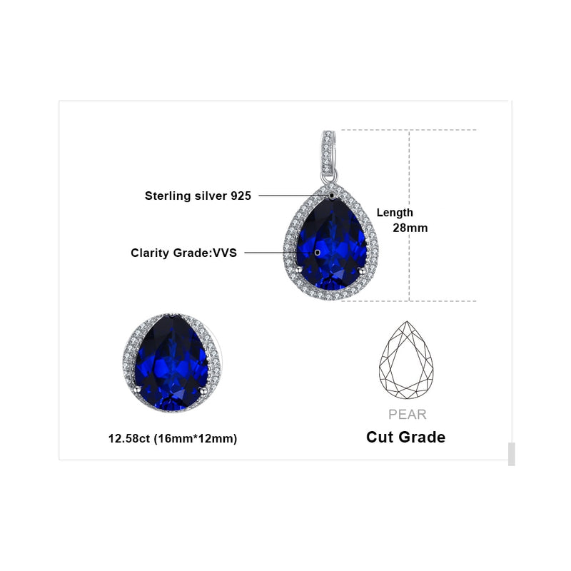 925 Sterling Silver Created Blue Sapphire Choker Pendant for Women