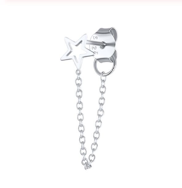 925 Sterling Silver Back Chain Hanging Stud Earrings