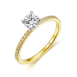 Kuololit Real 10K Yellow Gold Natural Moissanite Solitaire Ring