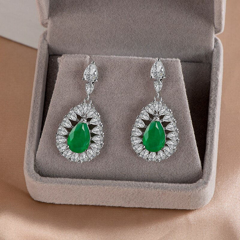 Silver 925 Paraiba Gemstone Drop Earrings for Women