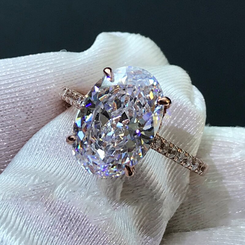 Rose Gold 4CT Oval Moissanite Engagement Ring for Women