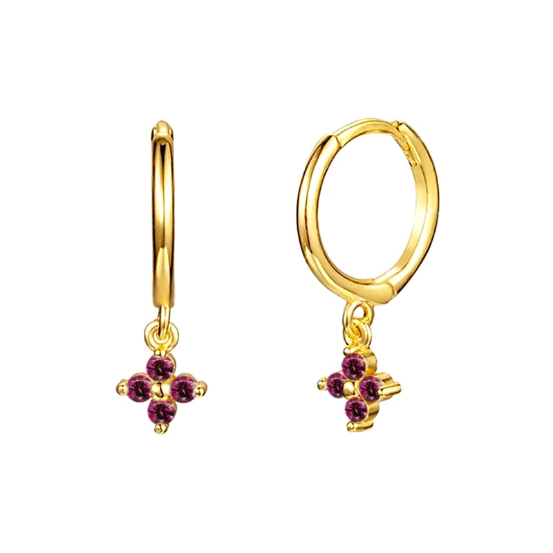 Trendy 925 Sterling Silver Water Drop Rainbow Crystal Hoop Earrings