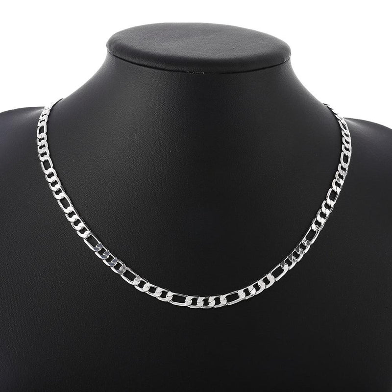 Fashion Classic Figaro Chain Necklace 925 Sterling Silver