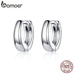 BAMOER 925 Sterling Silver Polishing Tiny Circle Hoop Earrings