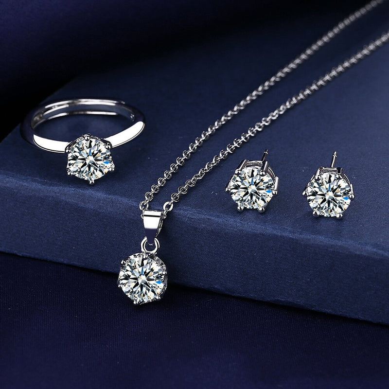 925 Sterling Silver Ox Head Moissanite Jewelry Set for Women