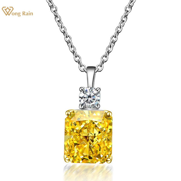 Wong Rain Luxury 100% 925 Sterling Silver Created Moissanite Gemstone Wedding Cocktail Pendent Necklace Fine Jewelry Wholesale