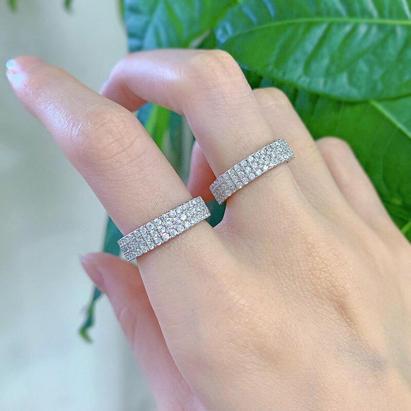 Eternity Moissanite Diamond Ring Original 925 sterling silver Wedding band Rings for Women Bridal Promise Jewelry Gift