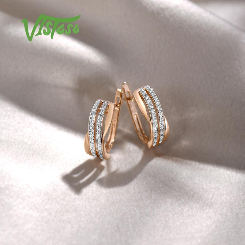 14K Rose Gold Diamond Earrings for Her