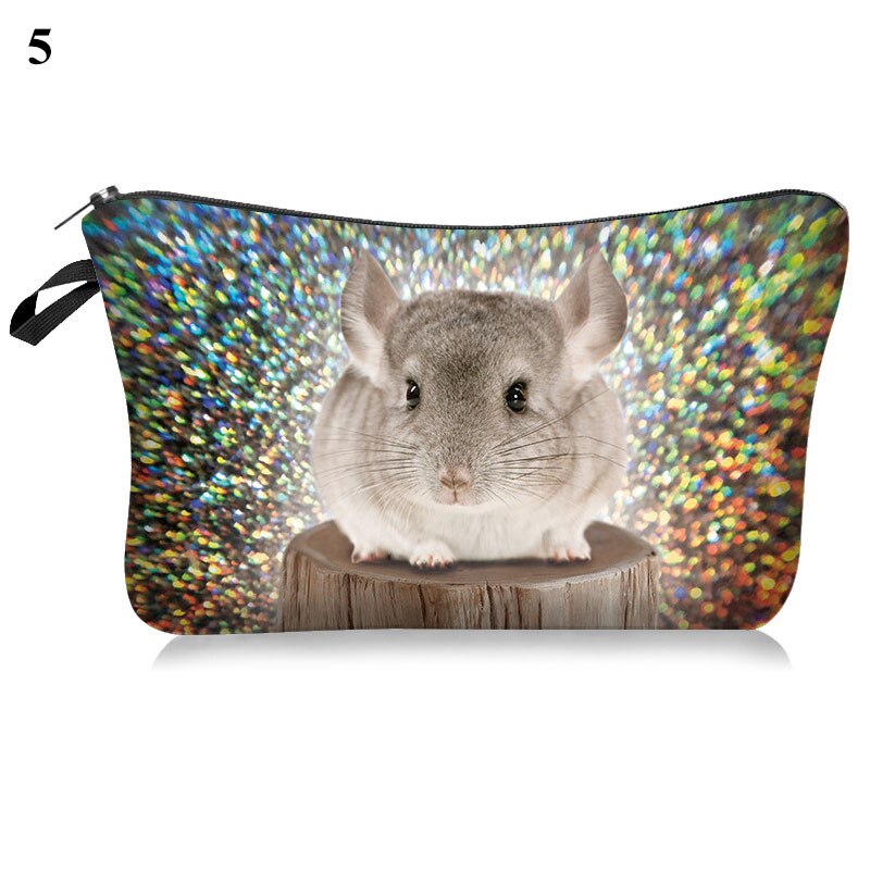 Toiletry Tool Makeup Bag Case Cosmetic Cartoon Bag Cat and Mouse Animal Printing Organizer Bag Travel Case Cute Polyester Pouch