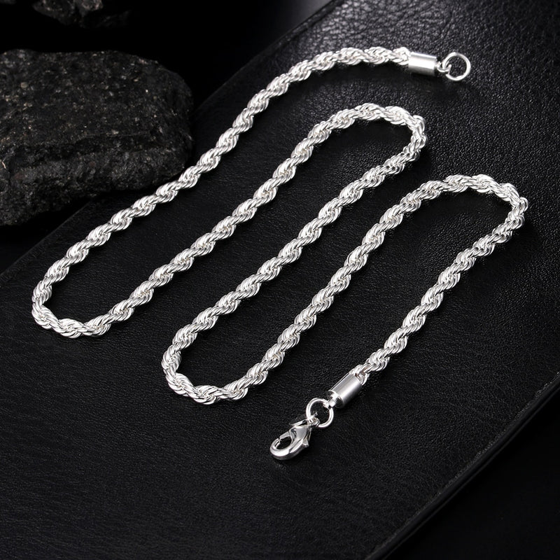 Eternal Elegance: Sterling Silver Twisted Rope Jewelry Set