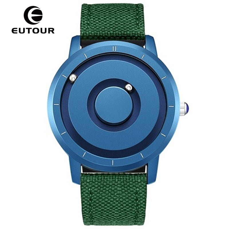 Creative Eutour Watch Blue Rose Gold Black Sliver Magnetic Ball Metal Multinational Watches Man Rubber Sports Clock Male Reloj