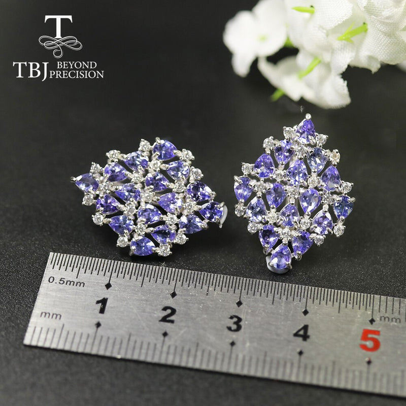 TBJ 925 Sterling Silver Natural 5ct Tanzanite Gemstone Earrings