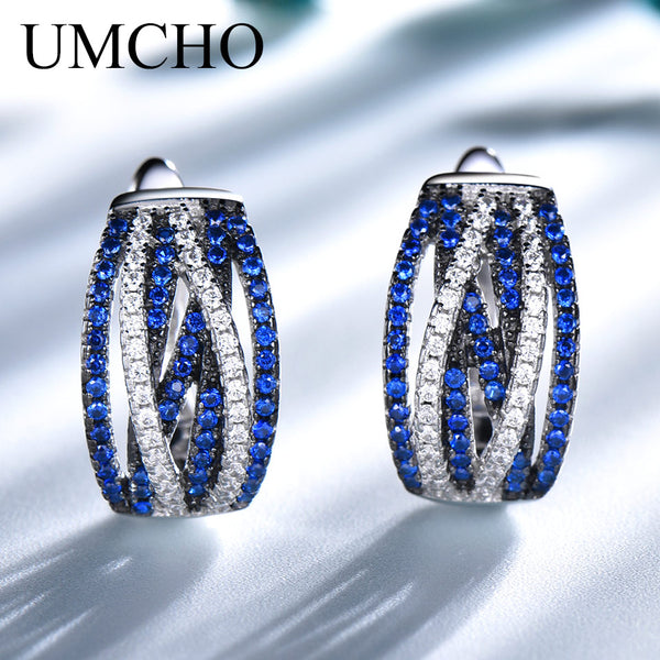 Sterling Silver 925 Sapphire Clip Earrings for Women