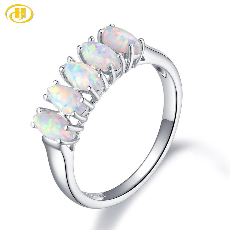 Hutang Nano Opal Womens Ring Solid 925 Sterling Silver White Gemstone Engagement Rings Fine Elegant Classic Jewelry for Gift