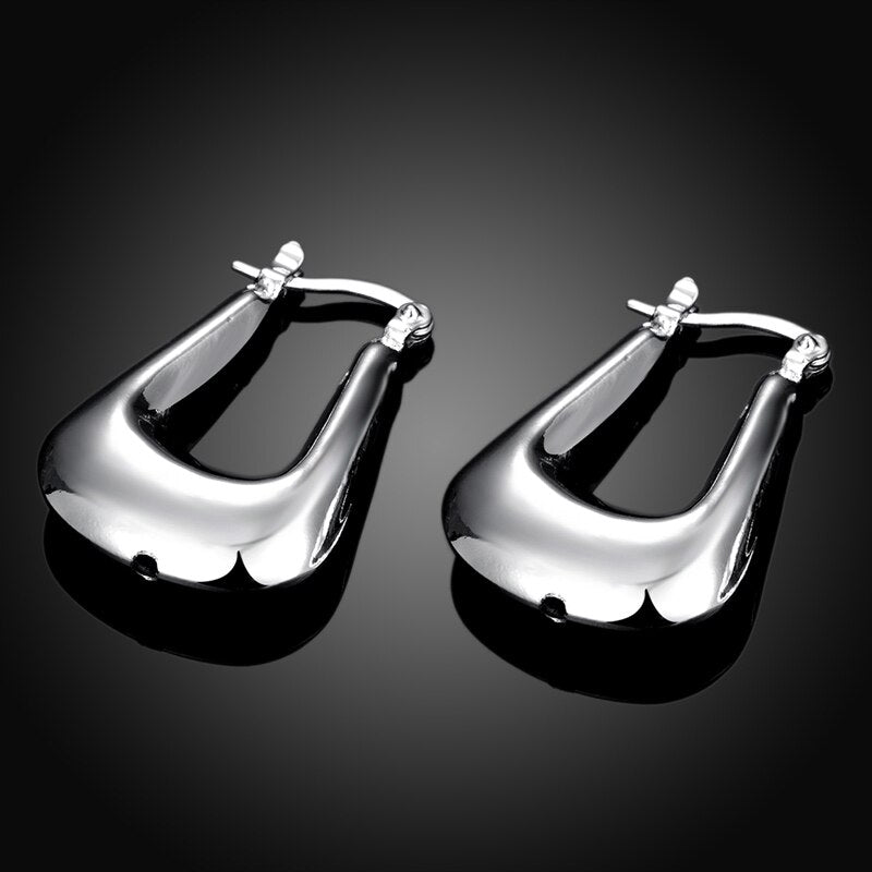 Sterling Silver Square Hoop Earrings for Women