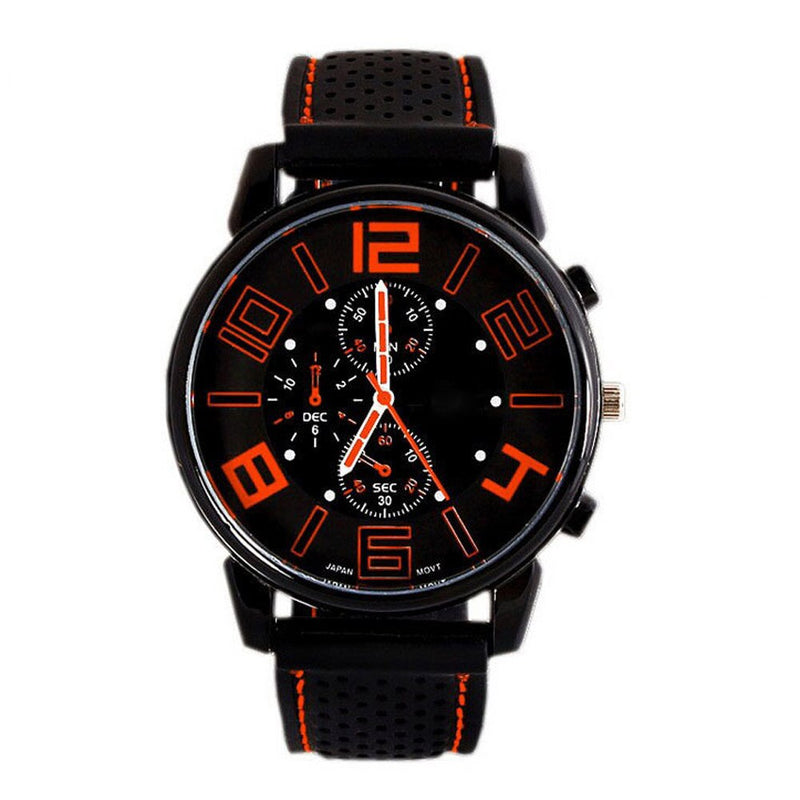 Men Quartz Analog Watch Silicone Strap Band Round Dial Sport Wristwatch XRQ88