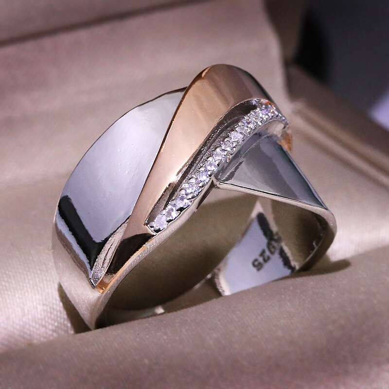 925 Sterling Silver Large Retro Punk Style Crisscross Ring