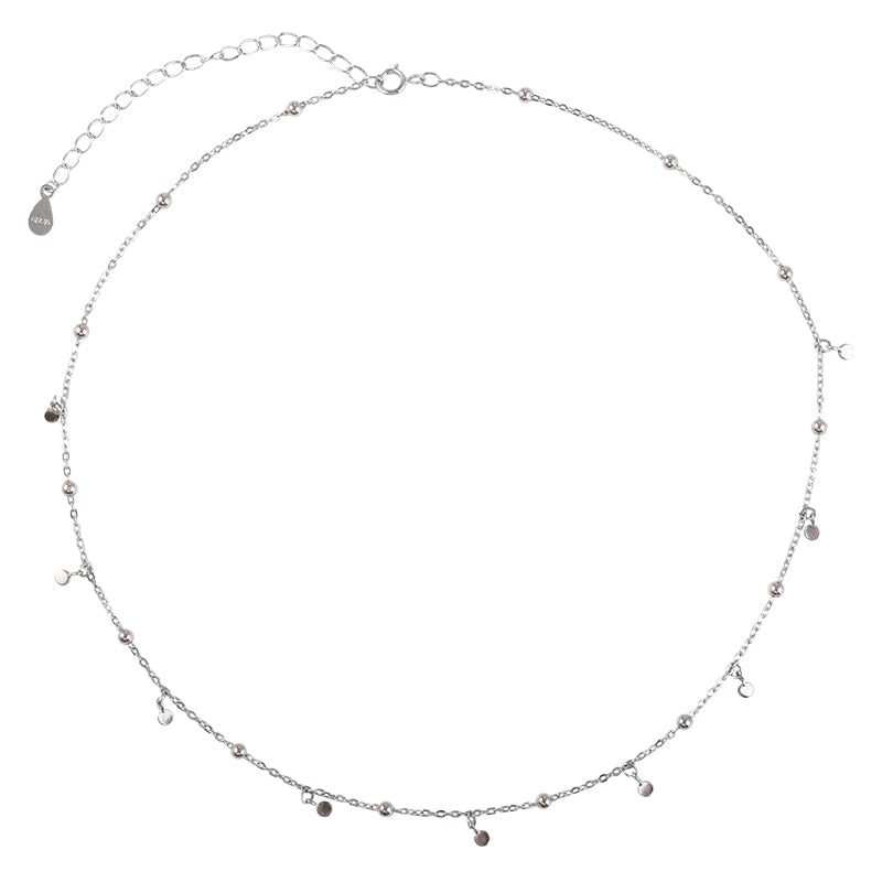Real 925 Sterling Silver Geometric Round Choker Necklace