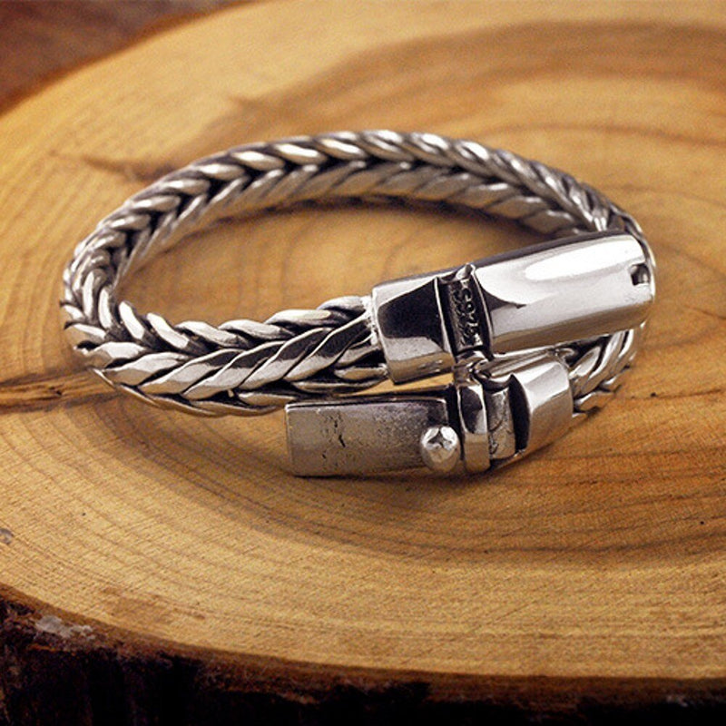 Solid Silver Hand Woven Bracelet for Men