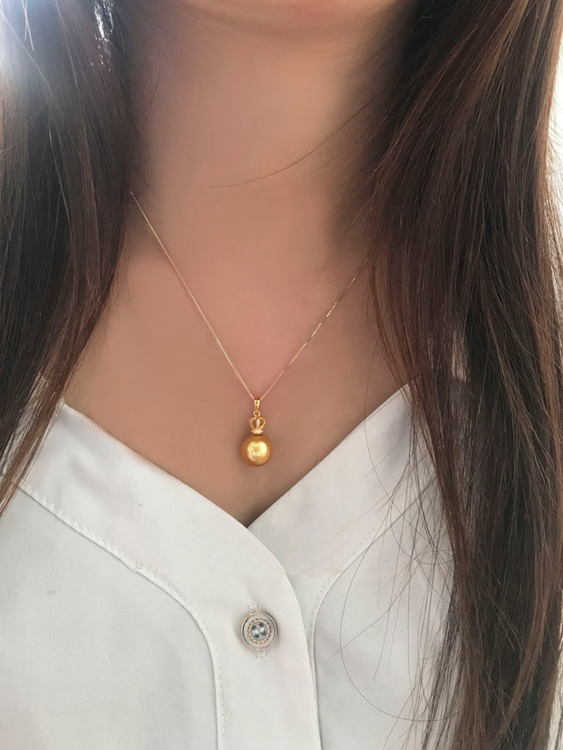 18K Gold South Sea Pearl Pendant Necklace for Women