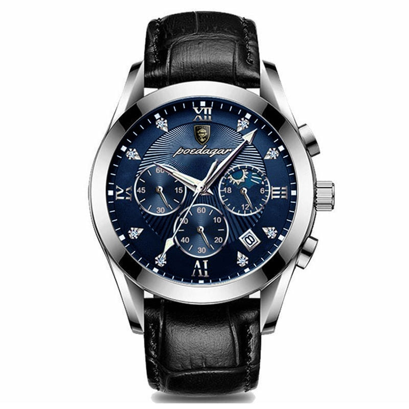 Rose Gold Leather Waterproof Luminous Watch for Men