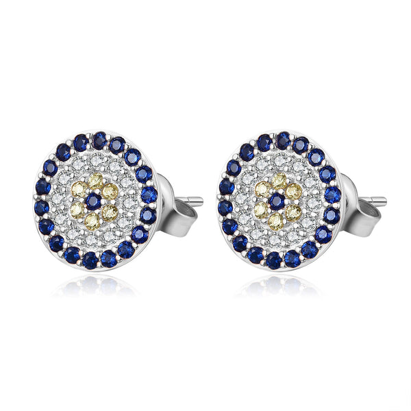 925 Sterling Silver CZ Crystal Evil Eye Earrings for Women