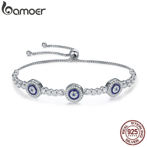 925 Sterling Silver Blue Evil Eye & Cubic Zirconia Tennis Bracelet for Women