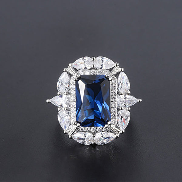 Sterling Silver Sapphire & Moissanite Ring for Women